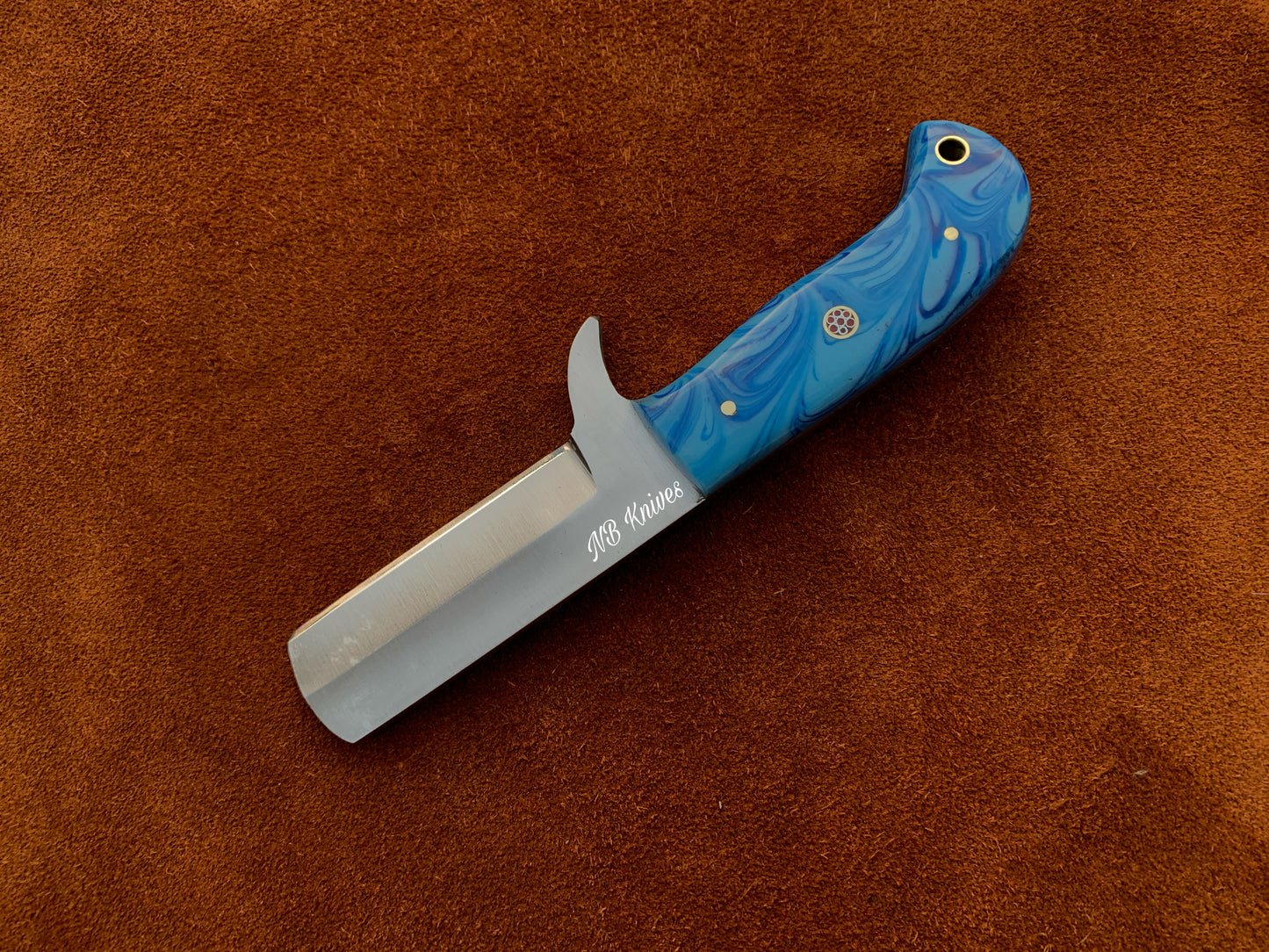 |NB KNIVES| CUSTOM HANDMADE COWBOY BULL CUTTER KNIFE WITH LEATHER SHEATH