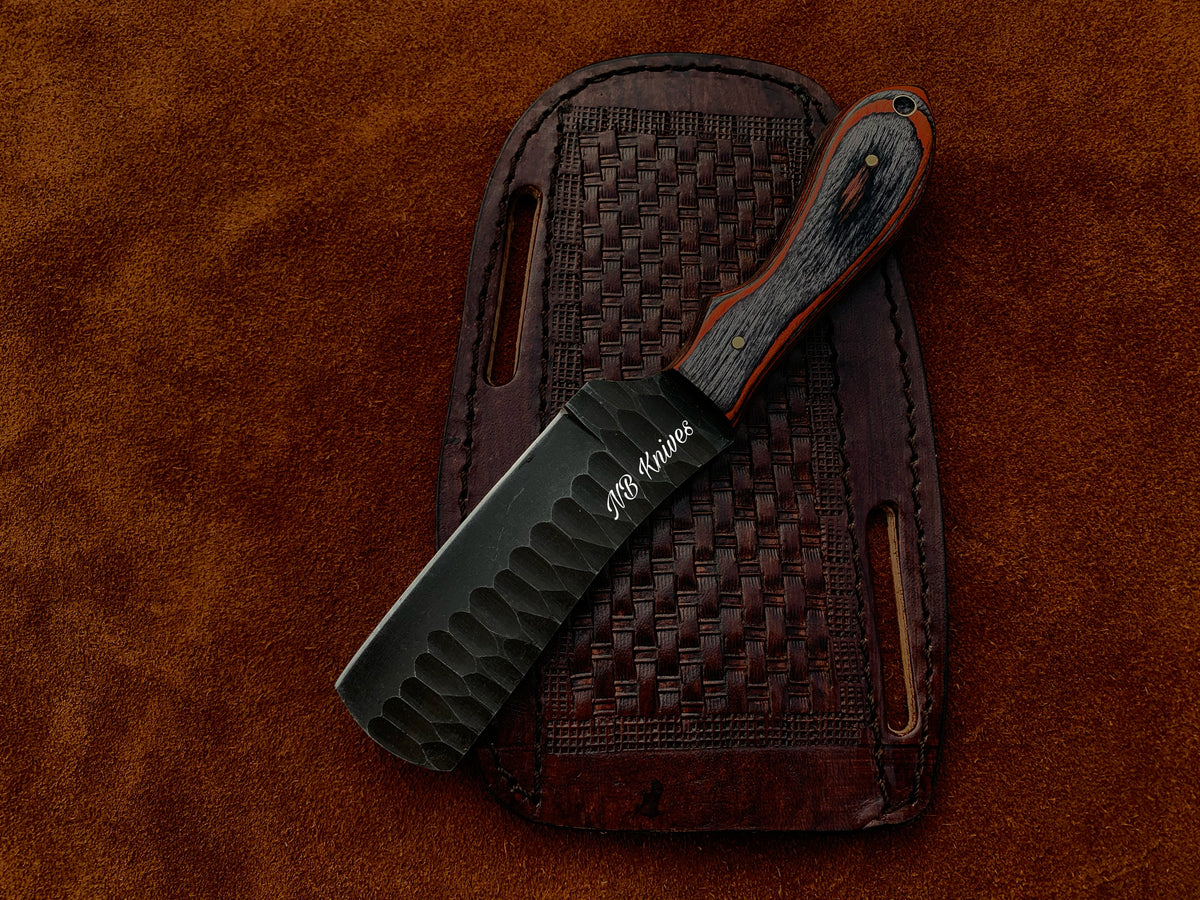 |NB KNIVES| CUSTOM HANDMADE COWBOY BULL CUTTER KNIFE WITH LEATHER SHEATH