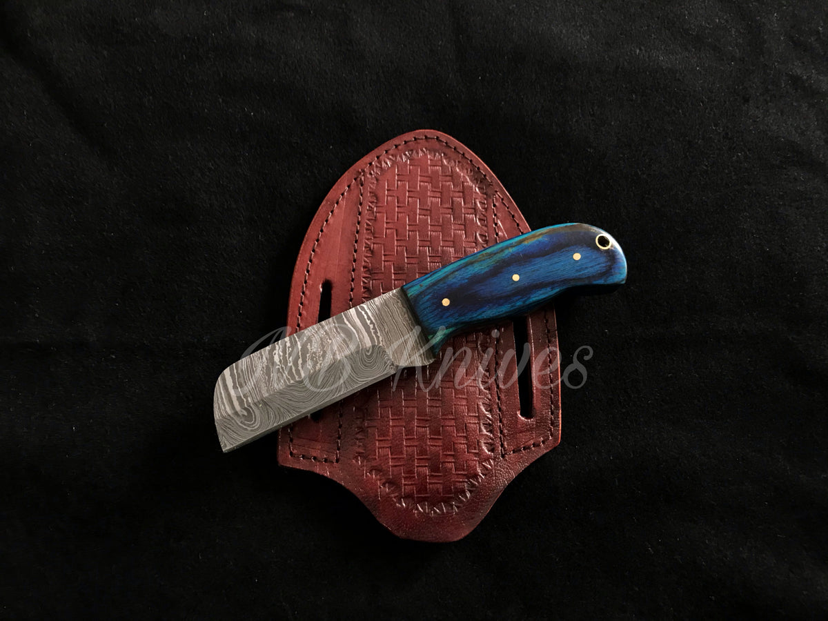 Custom Handmade Cowboy Knife – Exotic Wood Handle with Leather Sheath