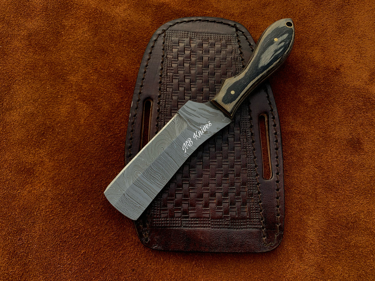 |NB KNIVES| CUSTOM HANDMADE COWBOY BULL CUTTER KNIFE WITH LEATHER SHEATH