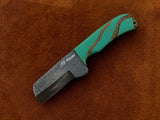 |NB KNIVES| CUSTOM HANDMADE DAMASCUS COWBOY BULL CUTTER KNIFE WITH LEATHER SHEATH