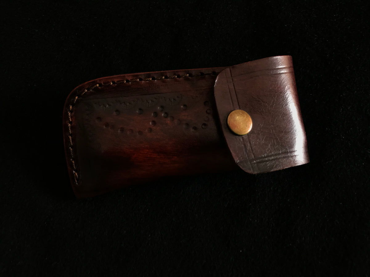 |NB KNIVES| CUSTOM HADNMADE DAMASCUS POCKET KNIFE WITH LEATHER SHEATH