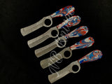 |NB KNIVES| CUSTOM HANDMADE LOT OF 5 COW BOY BULL CUTTER KNIVES WITH LEATHER SHEATH