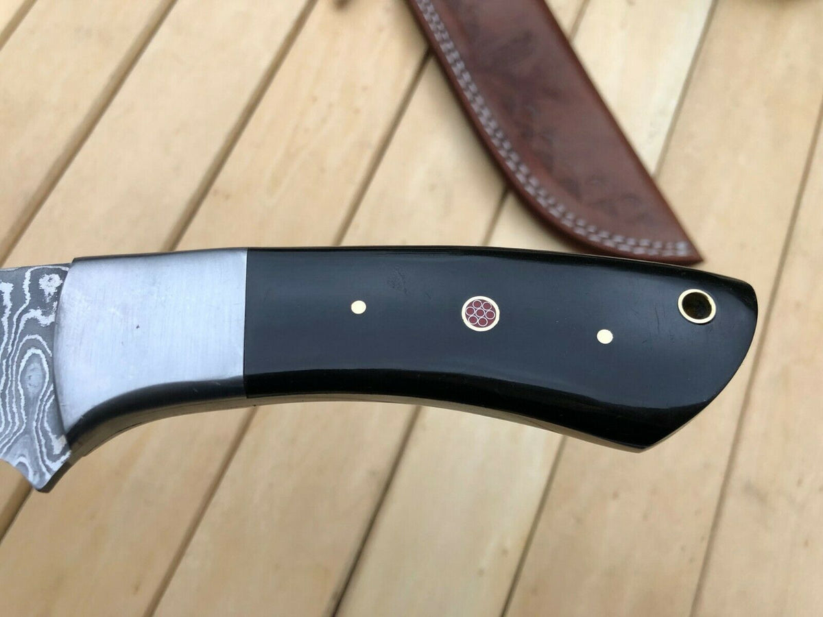Custom Handmade Damascus Steel 9Inch Long Gut Hook Hunting Knife