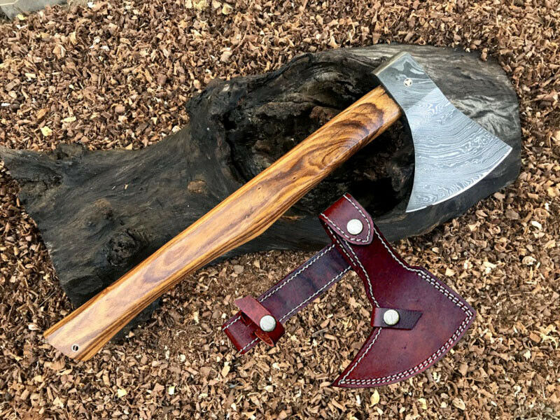 Custom Handmade Damascus Steel Smoking Axe/ Tomahawk/ Viking/ With Leather Sheath. orders