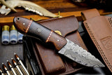 Handmade Damascus Walnut-Burl Wood-Hunting-Utility-Blade EDC Knife HANDLE = Walnut-Burl Wood - NB CUTLERY LTD