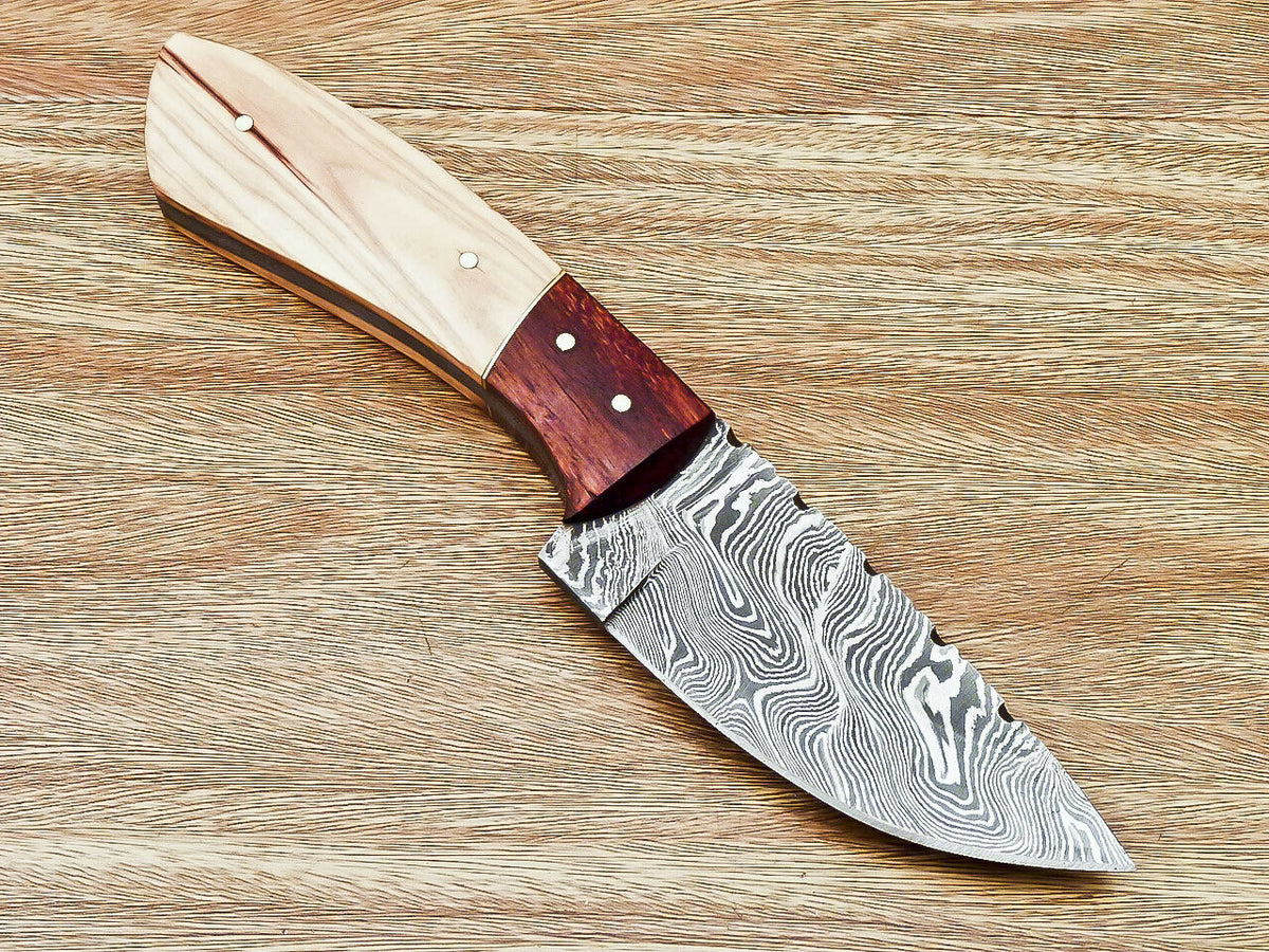 |NB KNIVES| CUSTOM HAND FORGED DAMASCUS STEEL HUNTING KNIFE "OLIVE WOOD"