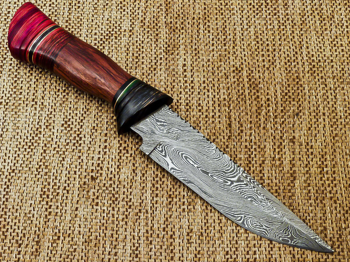 BEAUTIFUL CUSTOM HAND FORGED DAMASCUS STEEL HUNTING KNIFE "HARD WOOD - NB CUTLERY LTD