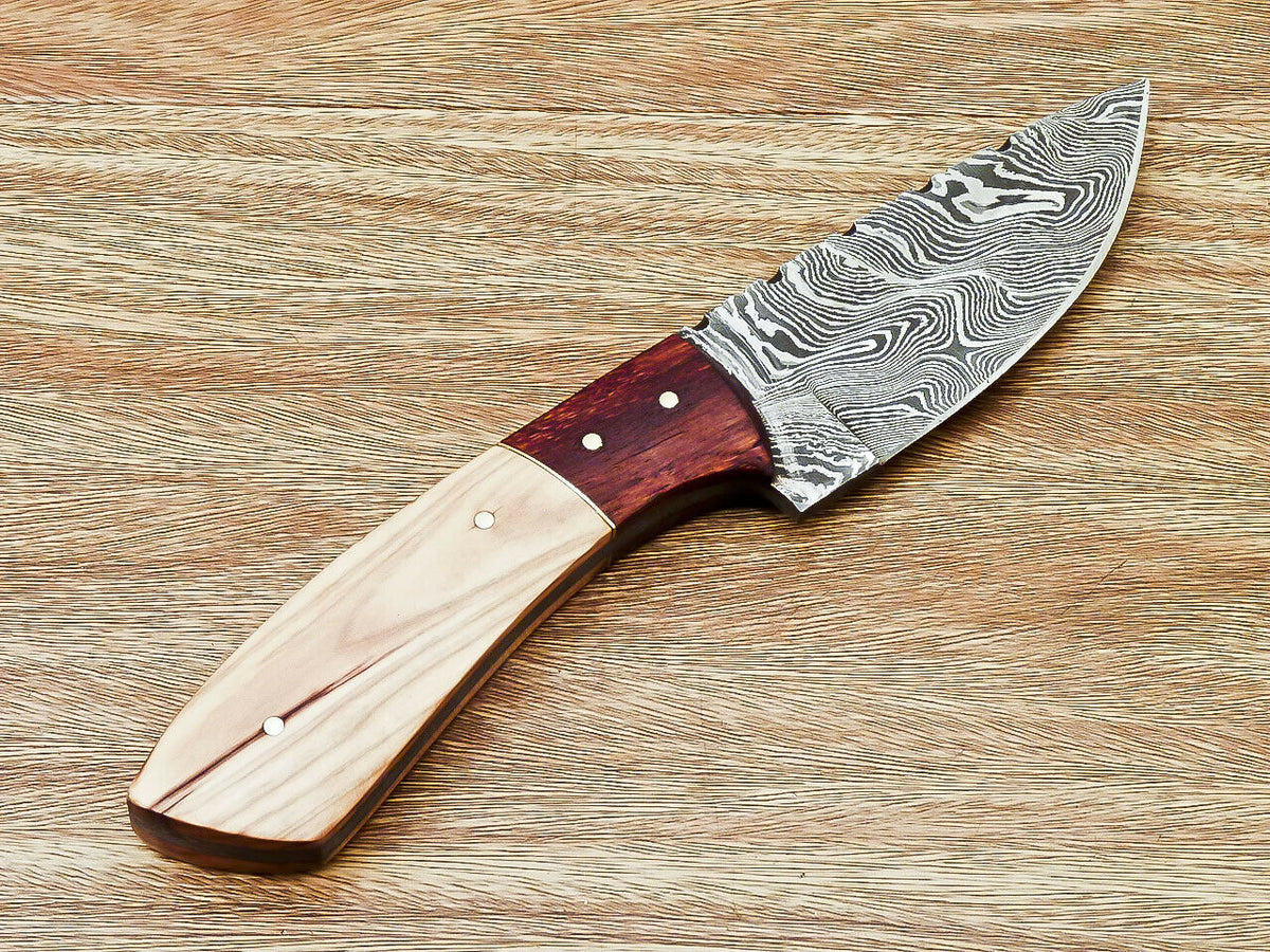 |NB KNIVES| CUSTOM HAND FORGED DAMASCUS STEEL HUNTING KNIFE "OLIVE WOOD"