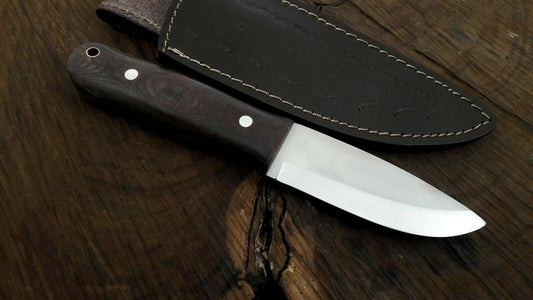 Micarta Handle 1095 High Carbon Steel Skinner Knife with Leather Sheath