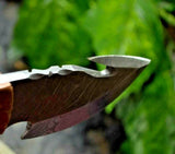 Custom Handmade Damascus Steel Gut Hook Knife Handle Hardwood With Leather Sheath Tactical fixed blade skinner Premium skinner knives
