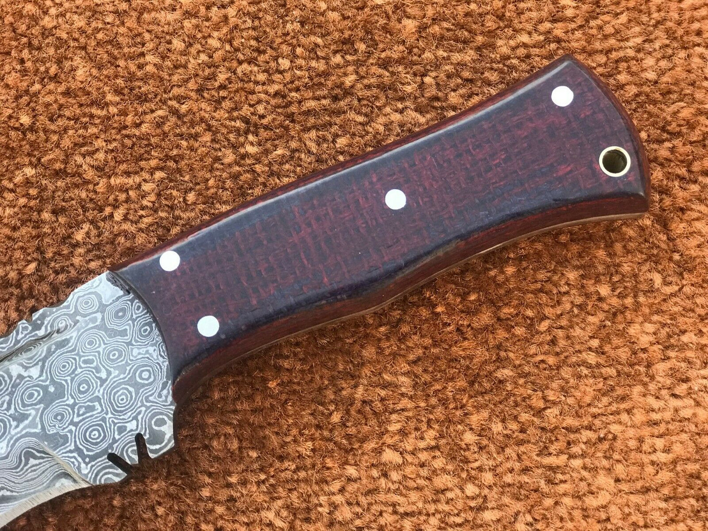 CUSTOM HANDMADE DAMASCUS KUKRI KNIFE WITH LEATHER SHEATH