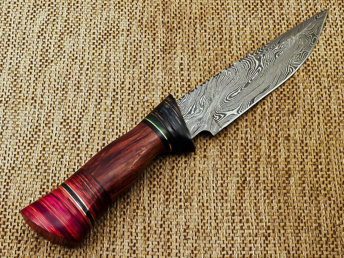 BEAUTIFUL CUSTOM HAND FORGED DAMASCUS STEEL HUNTING KNIFE "HARD WOOD - NB CUTLERY LTD