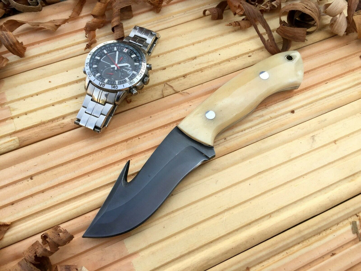 CUSTOM HANDMADE 1095 H.C STEEL KNIFE/ CAMEL BONE TANG WORK HANDLE