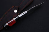 CUSTOM HANDMADE DAMASCUS HUNTING KNIFE HANDLE Genuine Red/Black Horn Handle with Brass