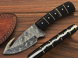 CUSTOM HAND DAMASCUS STEEL GUTHOOK KNIFE WITH BUFFLAO HORN