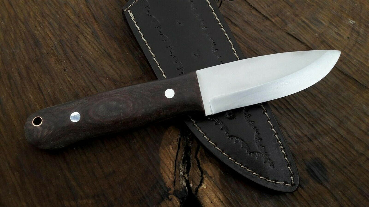 Micarta Handle 1095 High Carbon Steel Skinner Knife with Leather Sheath