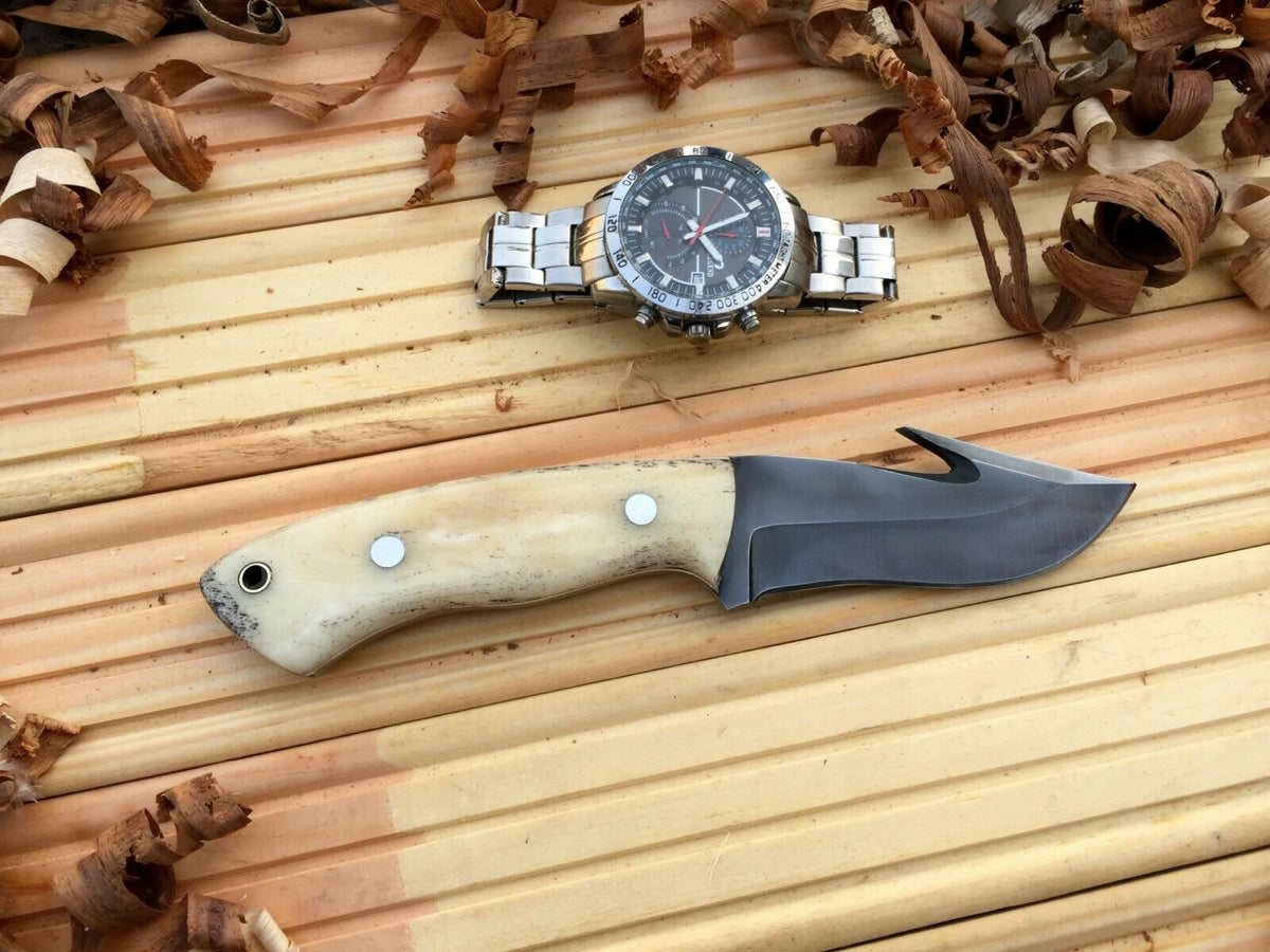 CUSTOM HANDMADE 1095 H.C STEEL KNIFE/ CAMEL BONE TANG WORK HANDLE