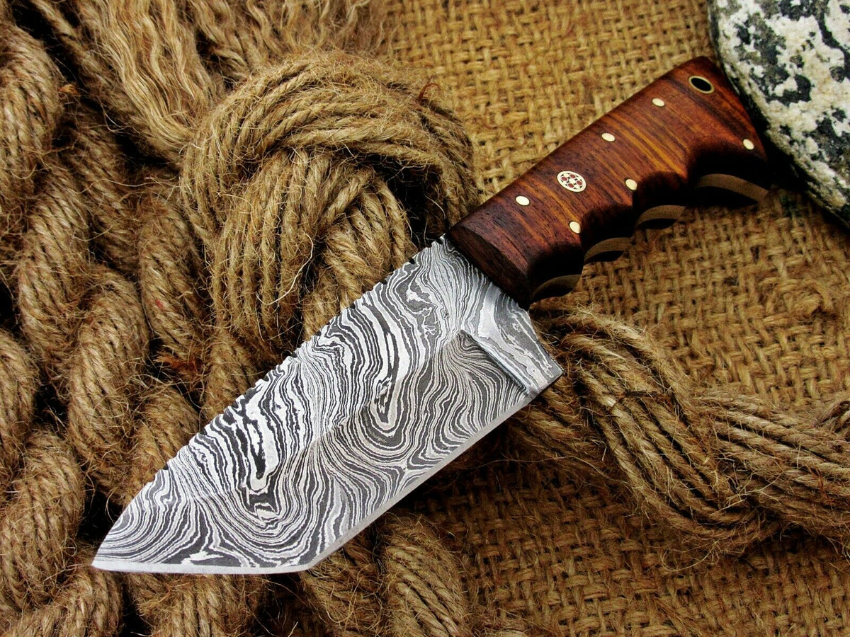 Custom Handmade Damascus Steel Skinner Knife with Rosewood Handle