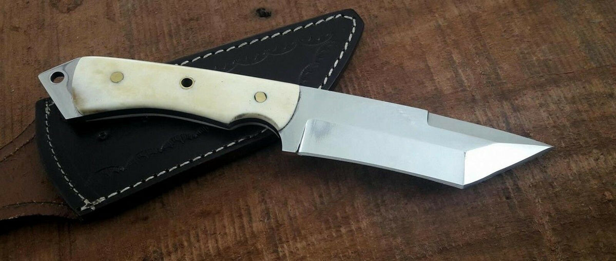 CUSTOM MADE D2.STEEL BUSH CRAFT HUNTING SURVIVAL KNIFE HANDLE CAMEL BONE