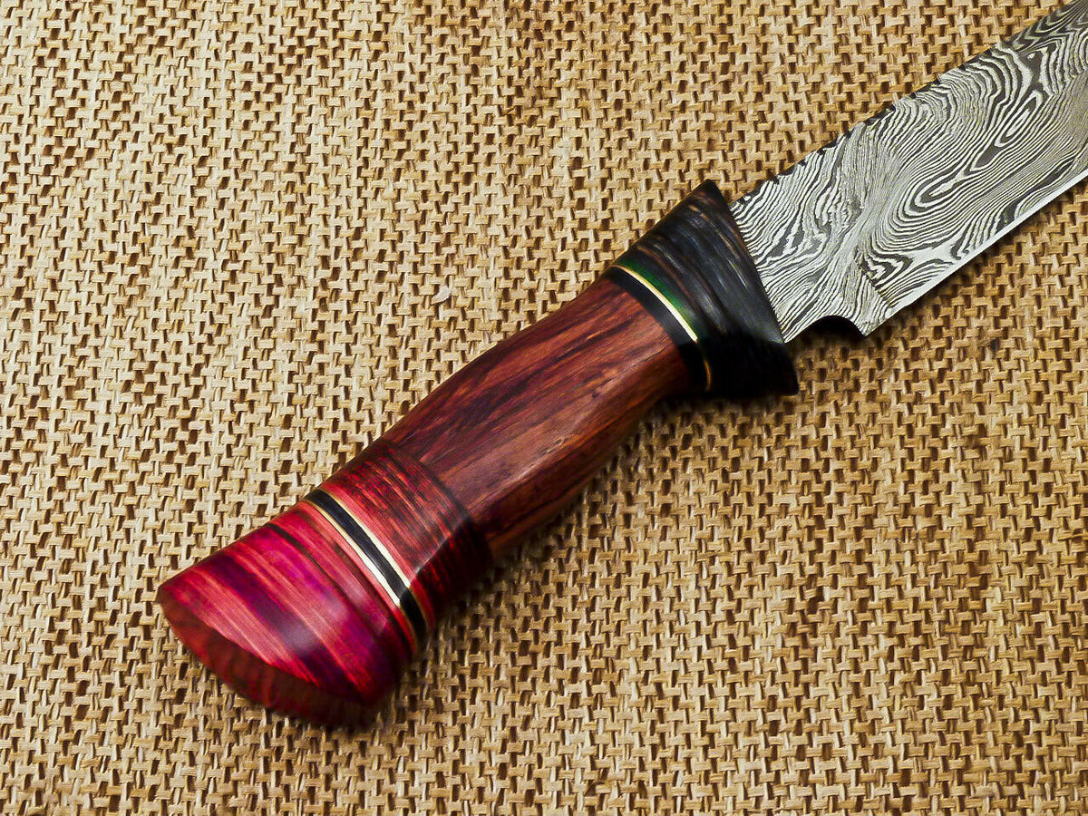 BEAUTIFUL CUSTOM HAND FORGED DAMASCUS STEEL HUNTING KNIFE "HARD WOOD - NB CUTLERY LTD