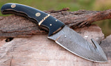 CUSTOM HANDMADE DAMASCUS STEEL HUNTING KNIFE HANDLE BUFFALO HORN