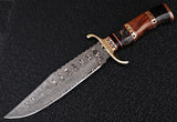 |NB KNIVES| DAMASCUS STEEL BLADE HUNTING BOWIE KNIFE,WOOD HANDLE