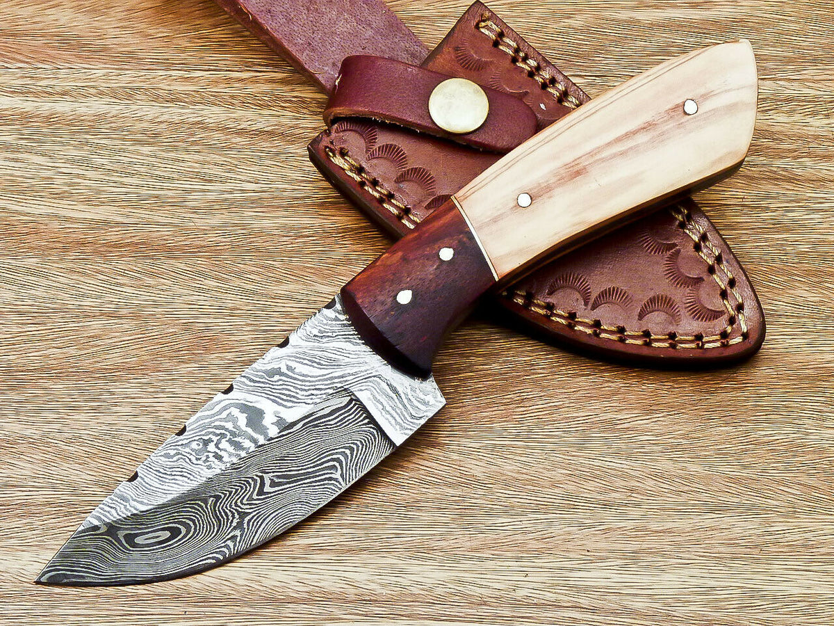 |NB KNIVES| CUSTOM HAND FORGED DAMASCUS STEEL HUNTING KNIFE "OLIVE WOOD"