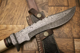 Beautiful Custom Handmade Damascus Steel Bowie knife" Camel Bone & Wood Handle