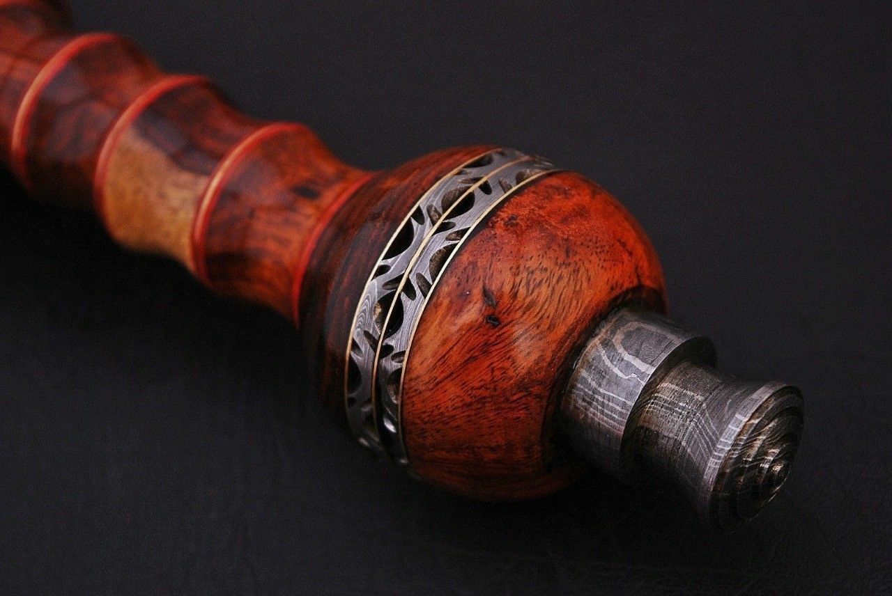 CUSTOM HANDMADE DAMASCUS STEEL SWORD WITH LEATHER SHEATH