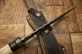 Beautiful Custom Handmade Damascus Steel Bowie knife" Camel Bone & Wood Handle