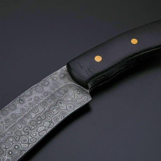 CUSTOM MADE DAMASCUS STEEL BLACK MICARTA HUNTING KNIFE HANDLE MICARTA