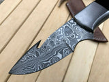 Custom Handmade Damascus Steel 9Inch Long Gut Hook Hunting Knife
