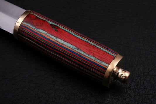 CUSTOM HANDMADE HIGH CORBAN STEEL HUNTING KNIFE WITH LEATHER SHEATH