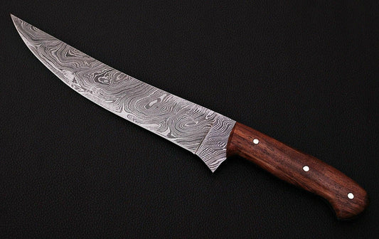 Damascus Steel Fish Fillet Knife with Natural Rosewood Handle