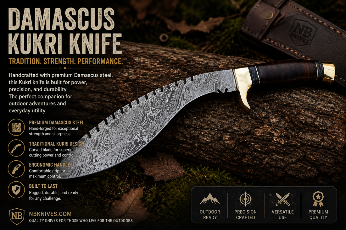 Damascus Kukri Knife The Legendary Blade Reborn in Damascus Steel