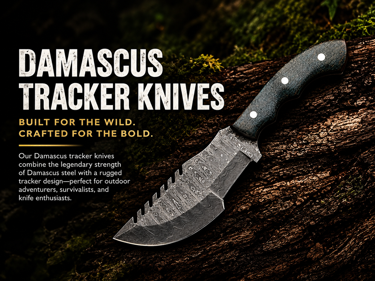 Damascus tracker knives