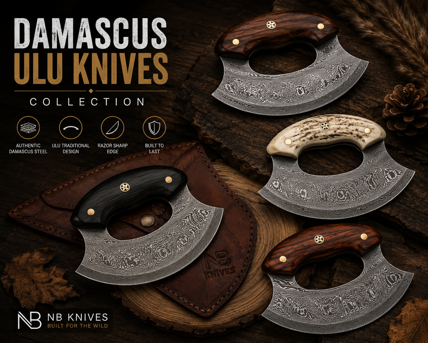 Damascus ULU Knives