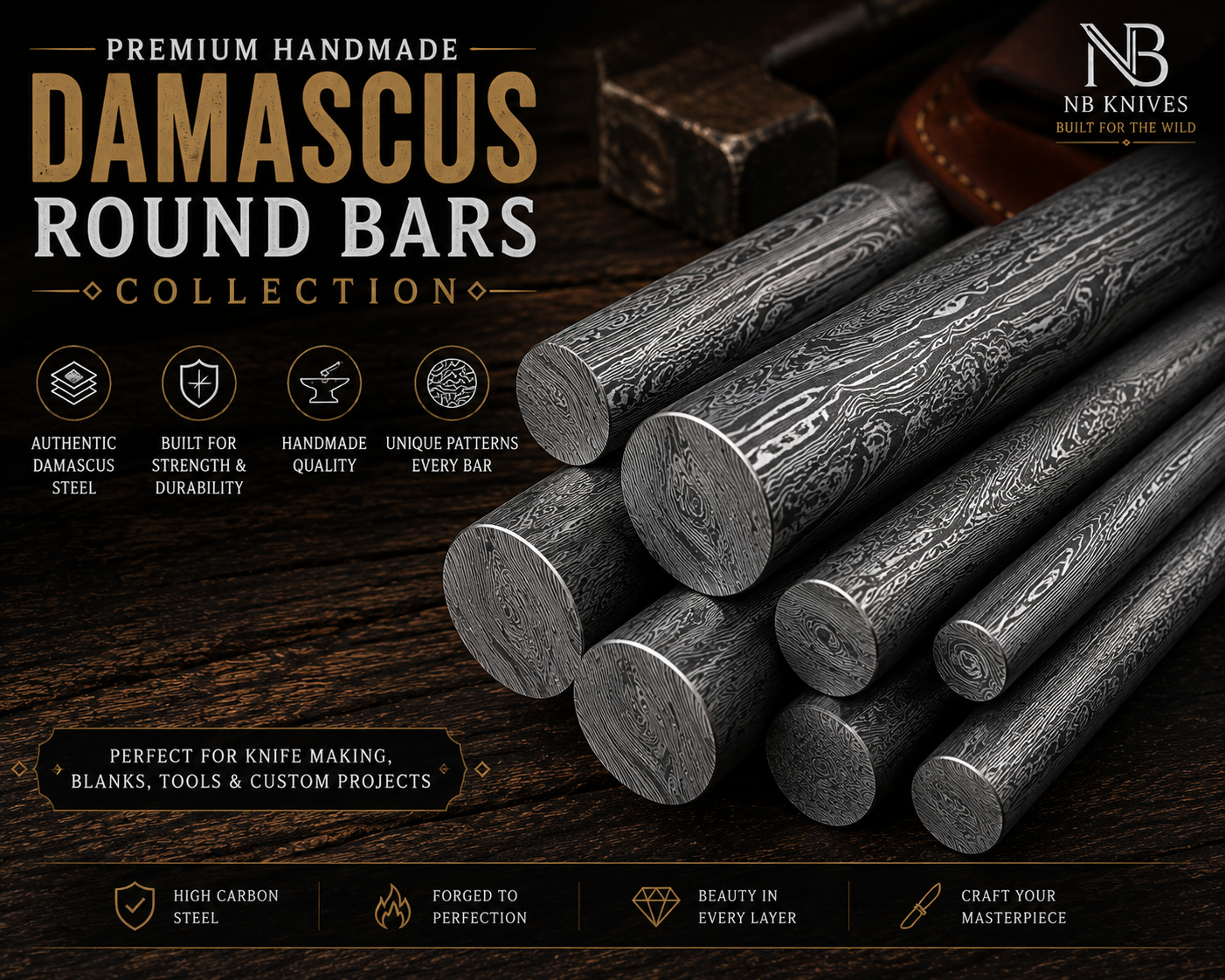 Damascus Round Bars