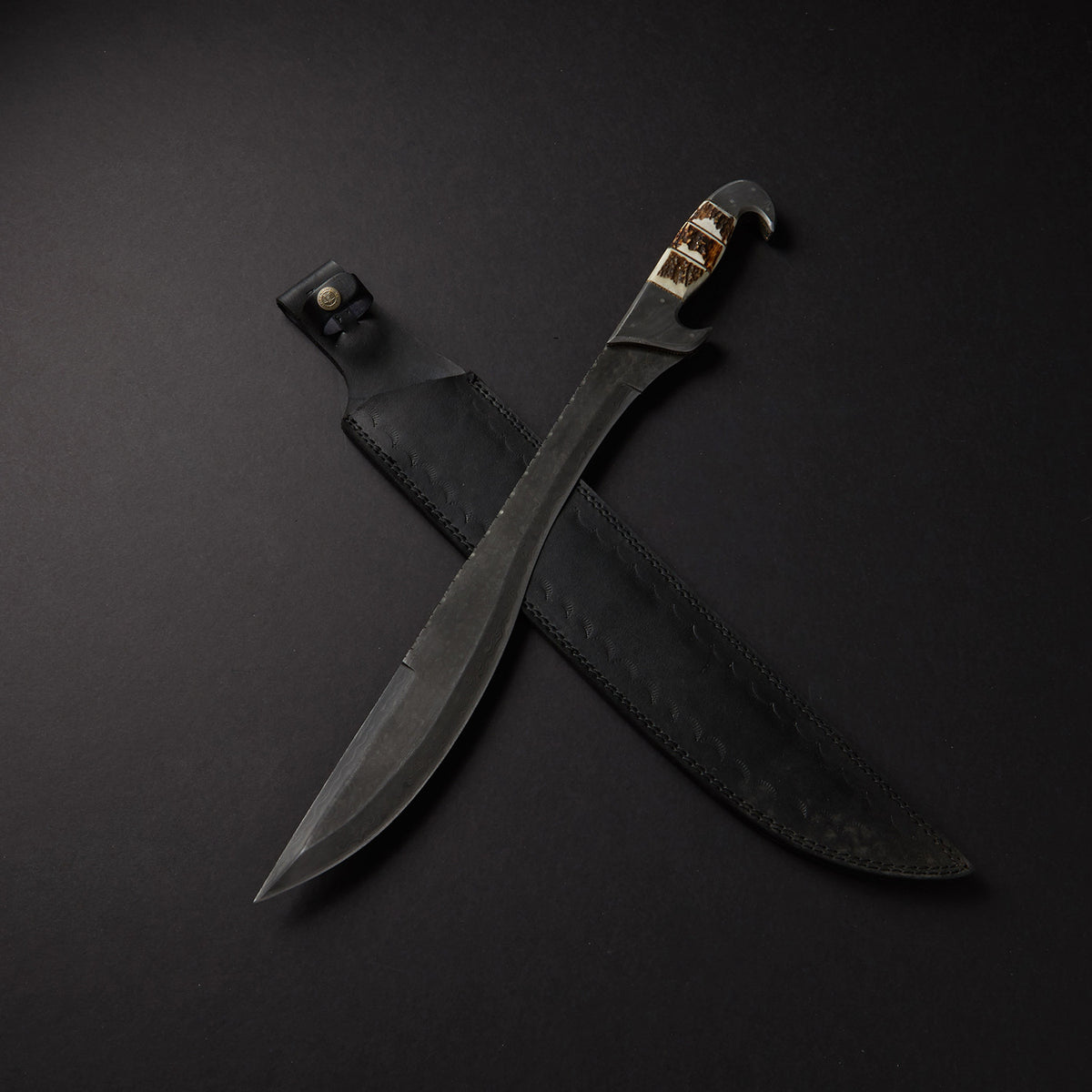 Sword Custom Handle Custom Handmade Damascus Steel Sword Handle Stag Horn With Beautiful L ...