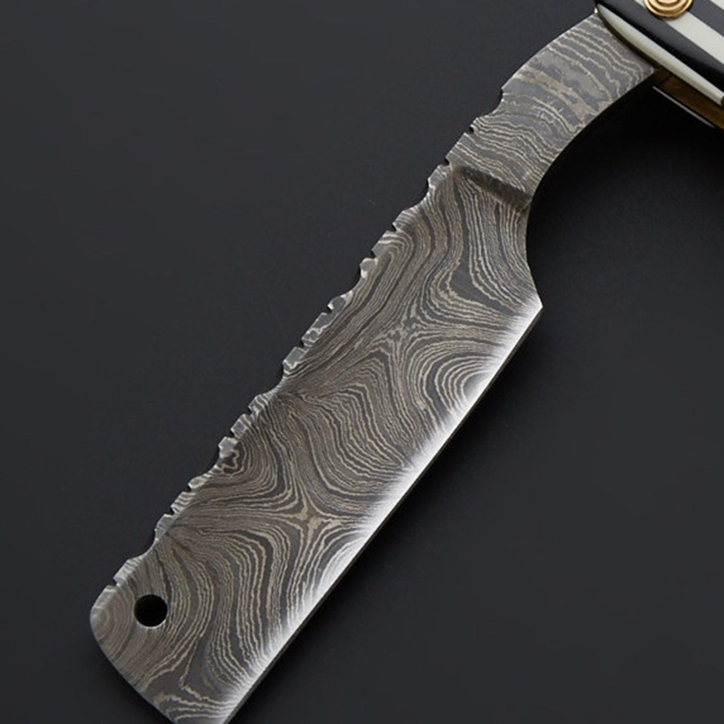 Custom Handmade Damascus Steel Razor Handle Zebra Sheet/Black Sheet With Leather Sheath Superior Quality Damascus Razor for Precision Grooming