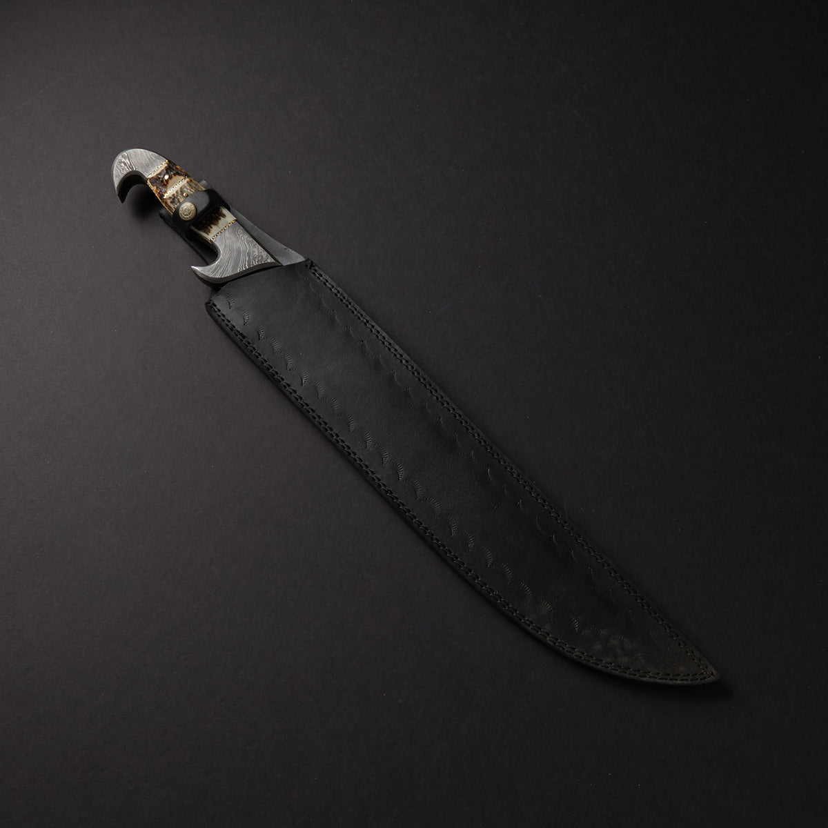 Sword Custom Handle Custom Handmade Damascus Steel Sword Handle Stag Horn With Beautiful L ...