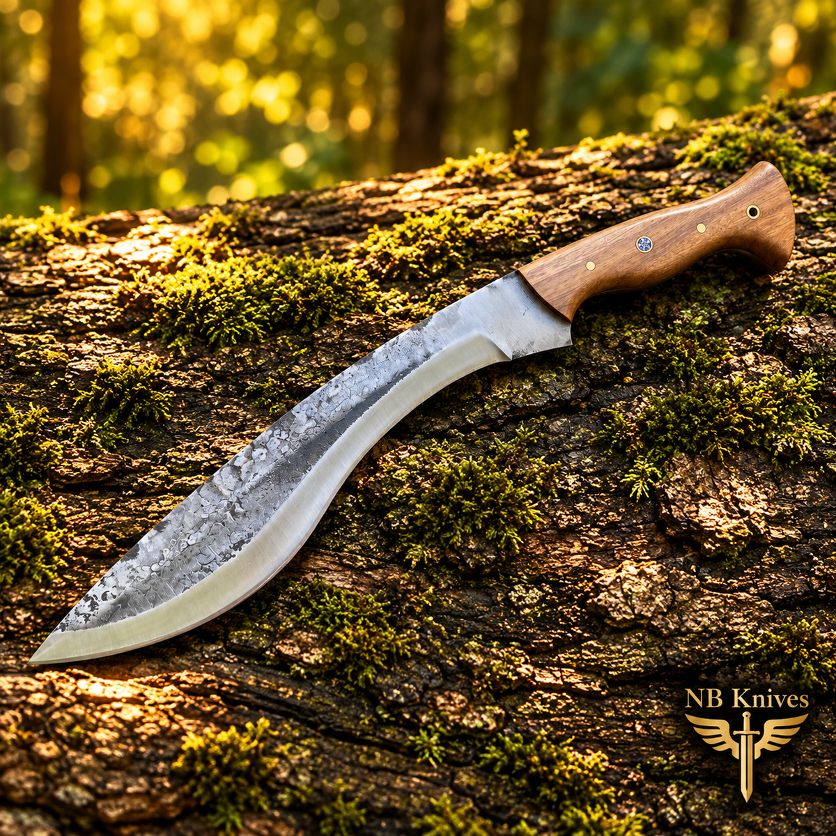 Custom Handmade 1095 High Carbon Steel Kukri Knife with Olive Wood Handle & Leather Sheath