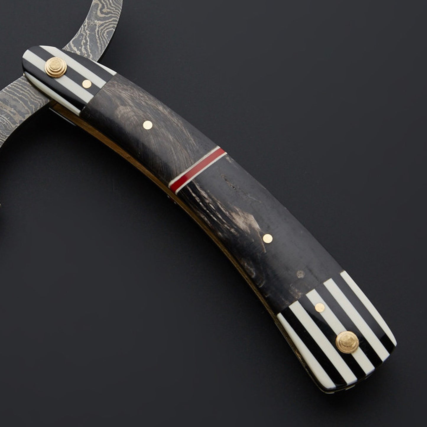 Custom Handmade Damascus Steel Razor Handle Zebra Sheet/Black Sheet With Leather Sheath Superior Quality Damascus Razor for Precision Grooming