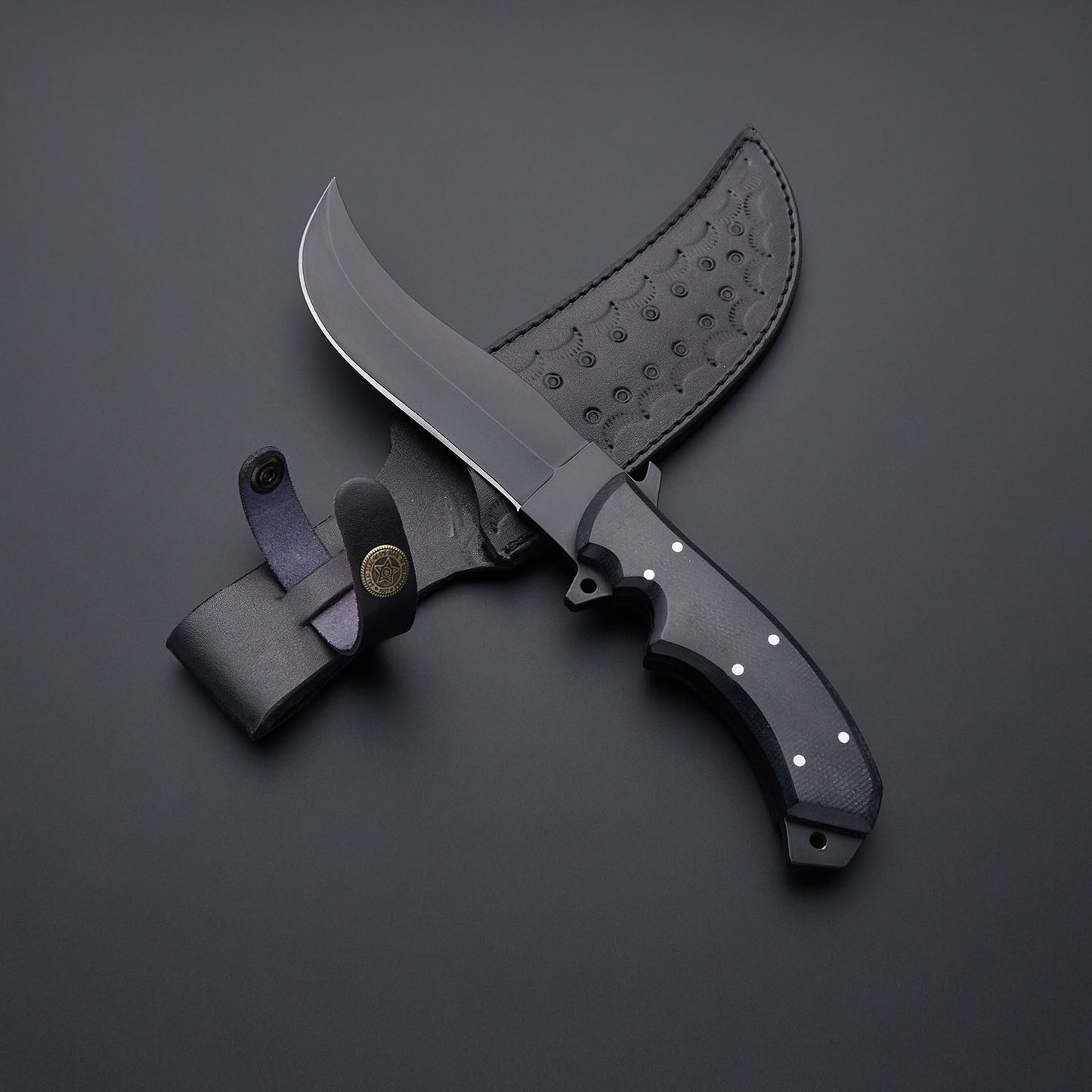 Custom Handmade Black High Carbon Steel Skinner Knife with Black Micarta Handle