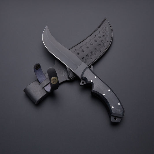Custom Black High Carbon Steel Skinner Knife | Black Micarta Handle | NB Knives