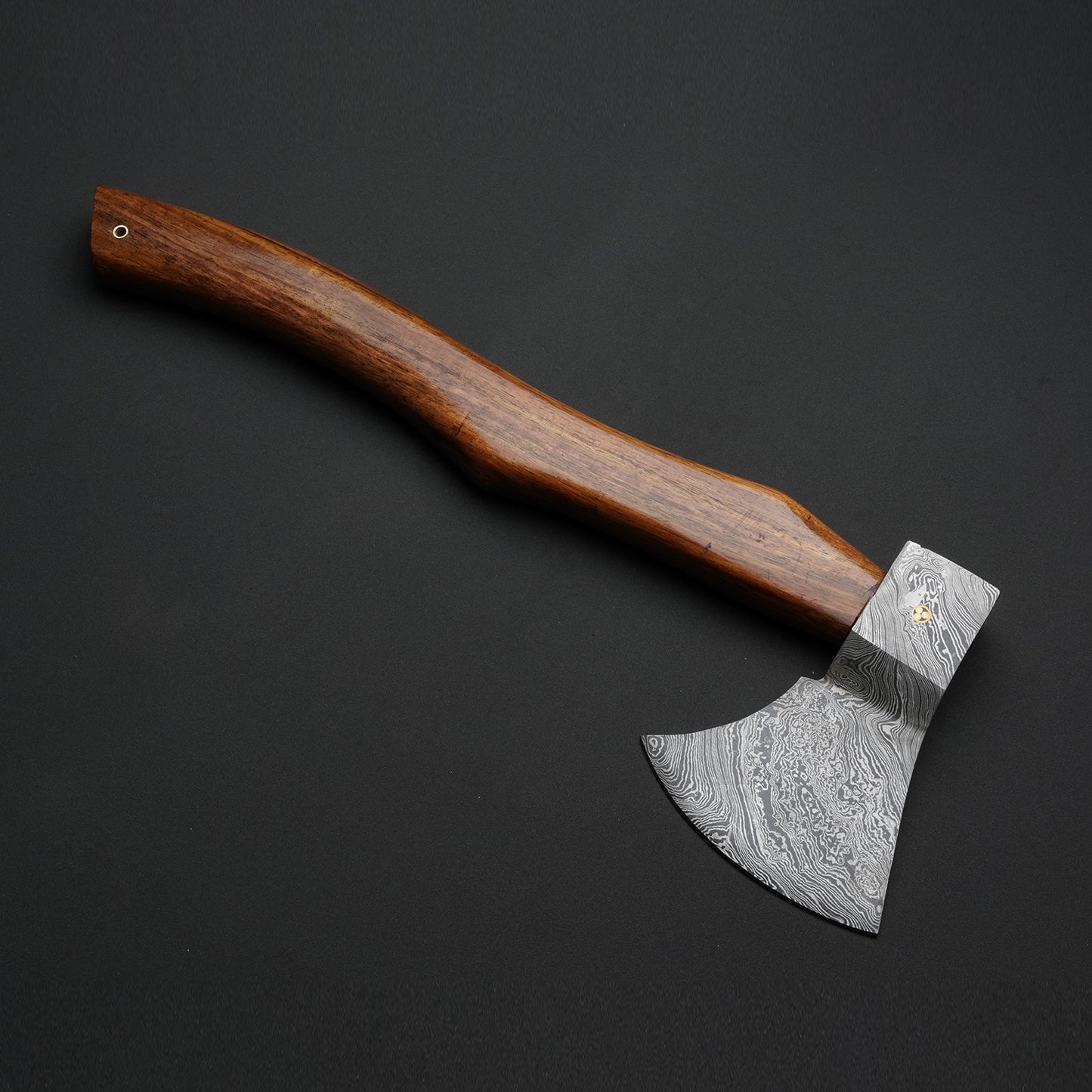 Custom Handmade Damascus Steel Axe Handle Rosewood With Leather Sheath