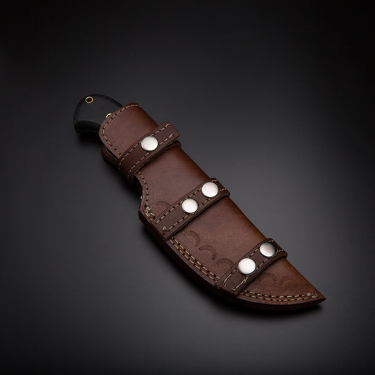 Custom Handmade Damascus Steel Tracker Knife Handle Black Micarta With Leather Sheath High-Quality Tracker Knife for Wilderness Adventures