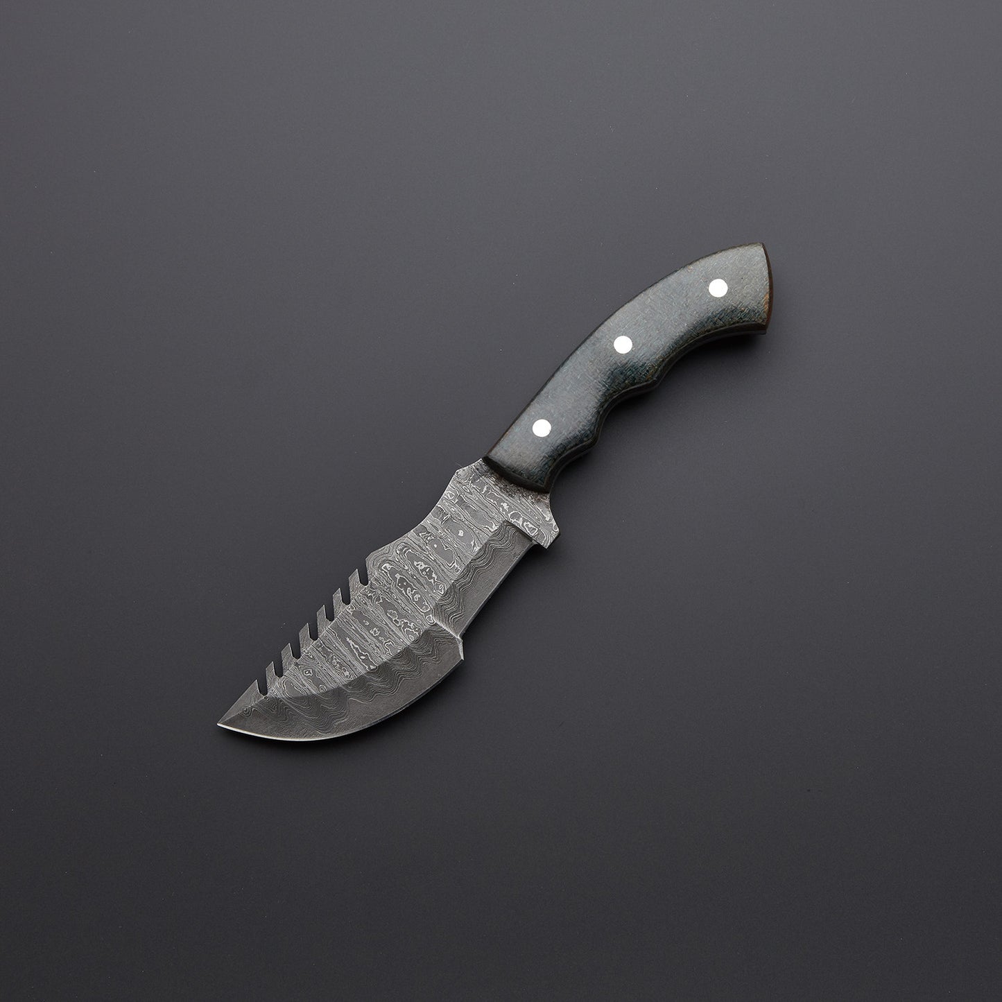 Beautiful Custom Handmade Damascus Steel Tracker Knife Handle Micarta With Leather Sheath