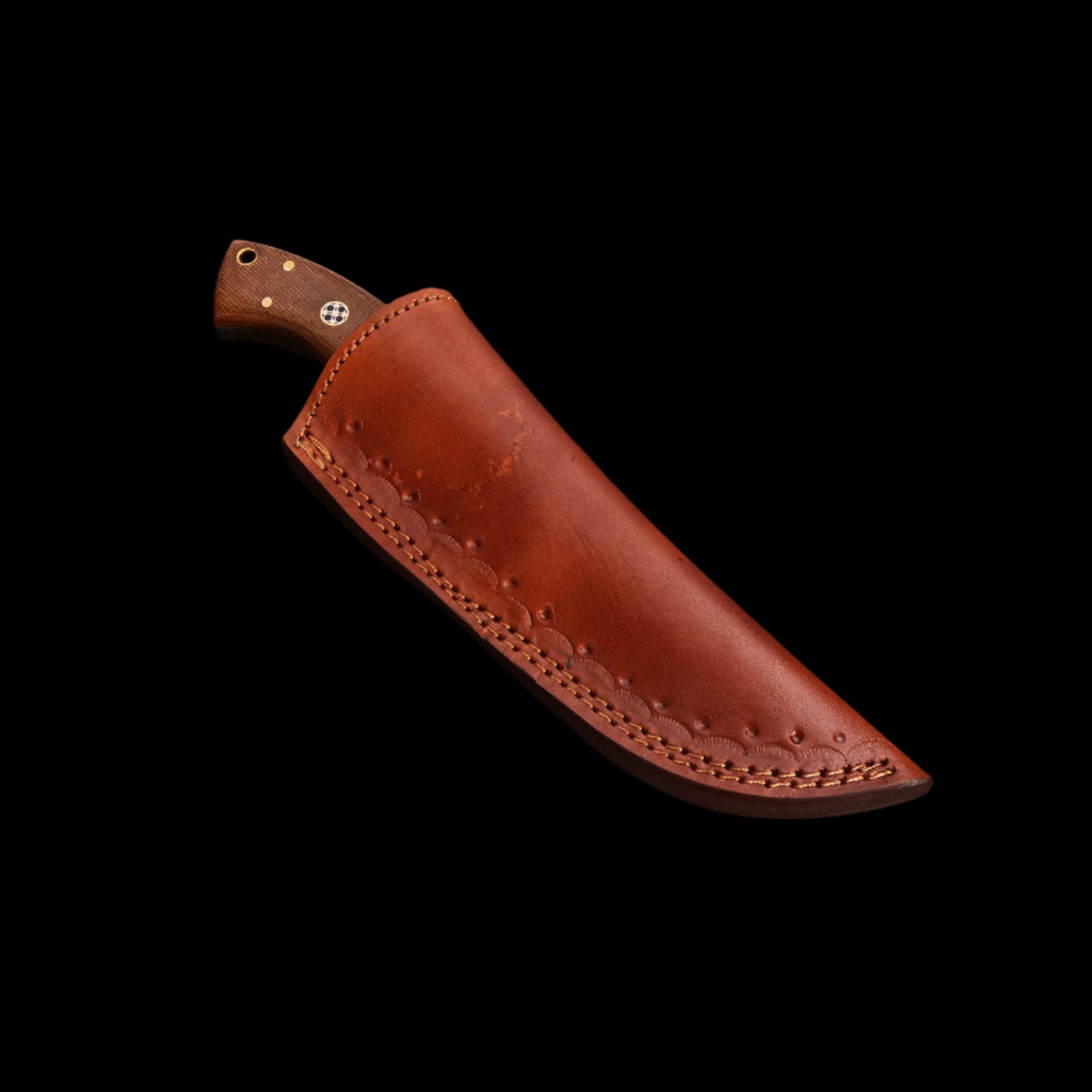 Custom Handmade Damascus Steel Skinner Knife – Micarta Handle, Leather Sheath